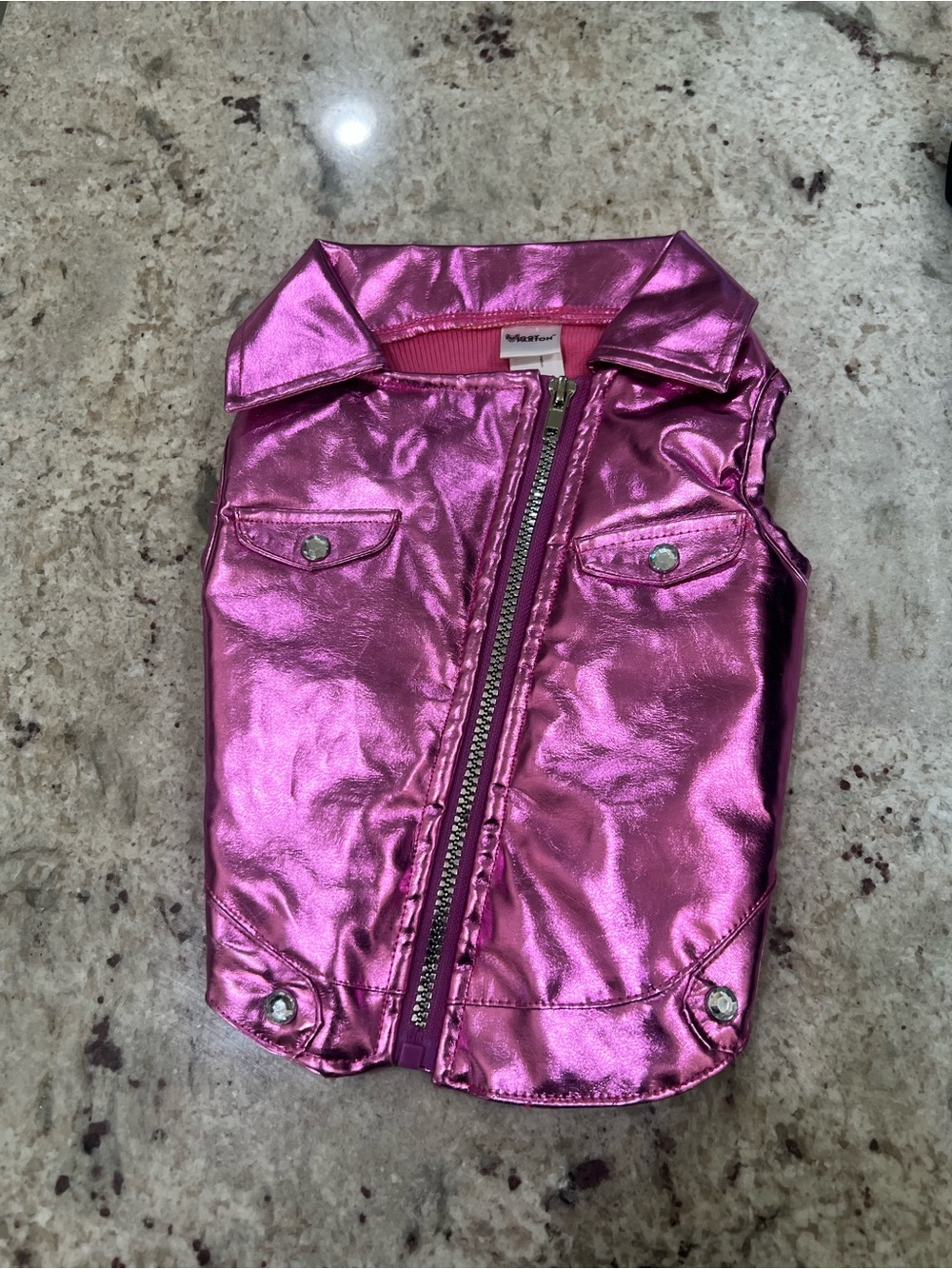 Metallic Hot Pink Sleeveless Moto Jacket